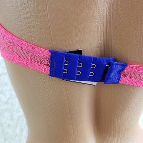 VS 32C Pink Eyelash Lace Bow Unlined Demi Very Sexy Bra - Picture 4 of 4